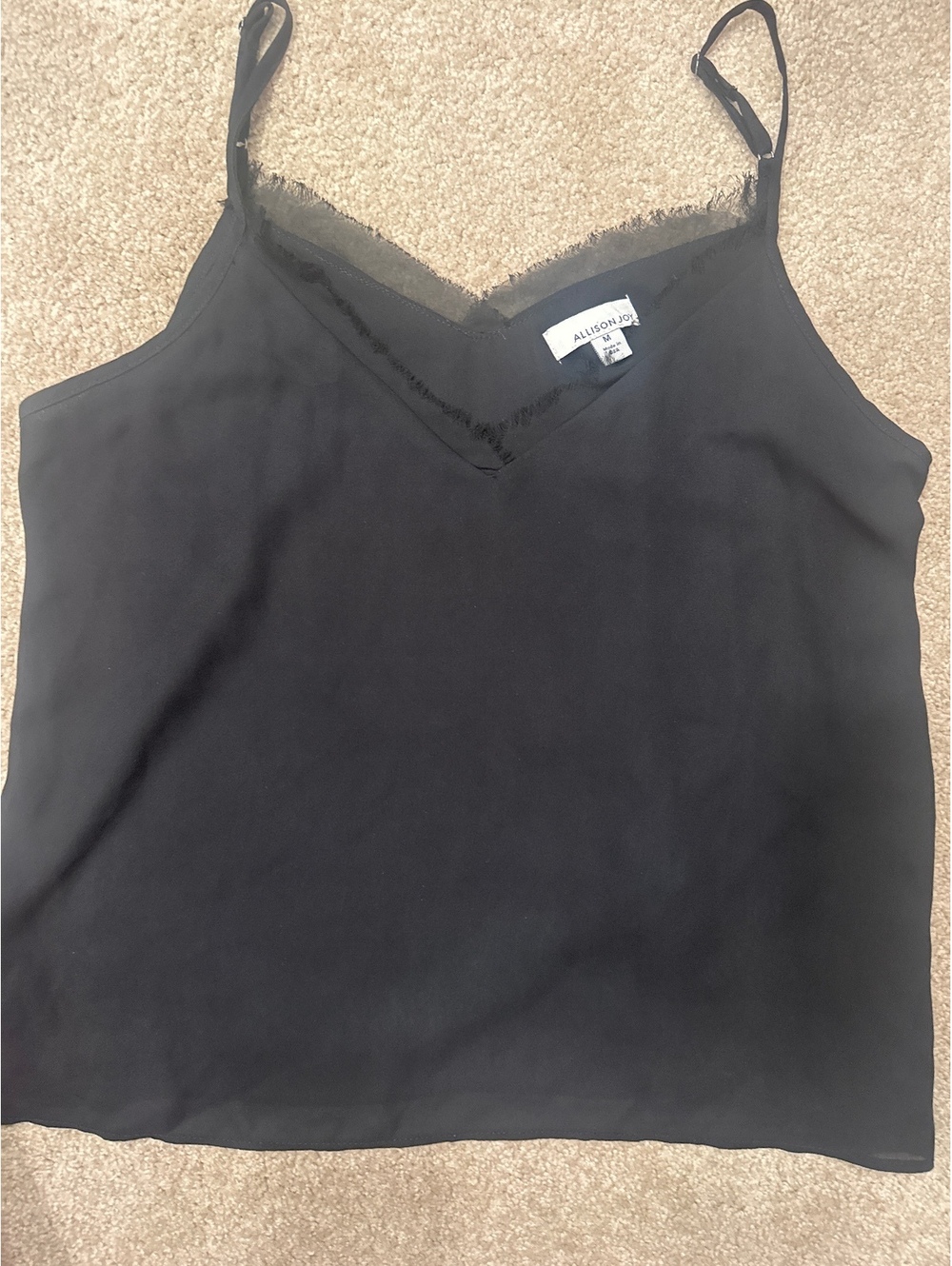 (5)Allison Joy Black Lace Trim Camisole Tank Top Medium - Picture 1 of 3